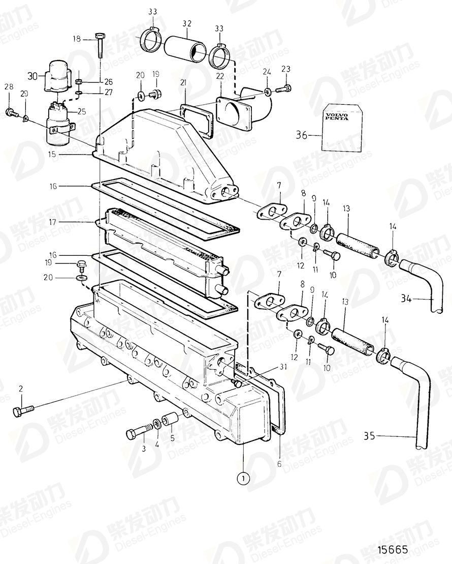 VOLVO Intake gasket kit 876324 Drawing
